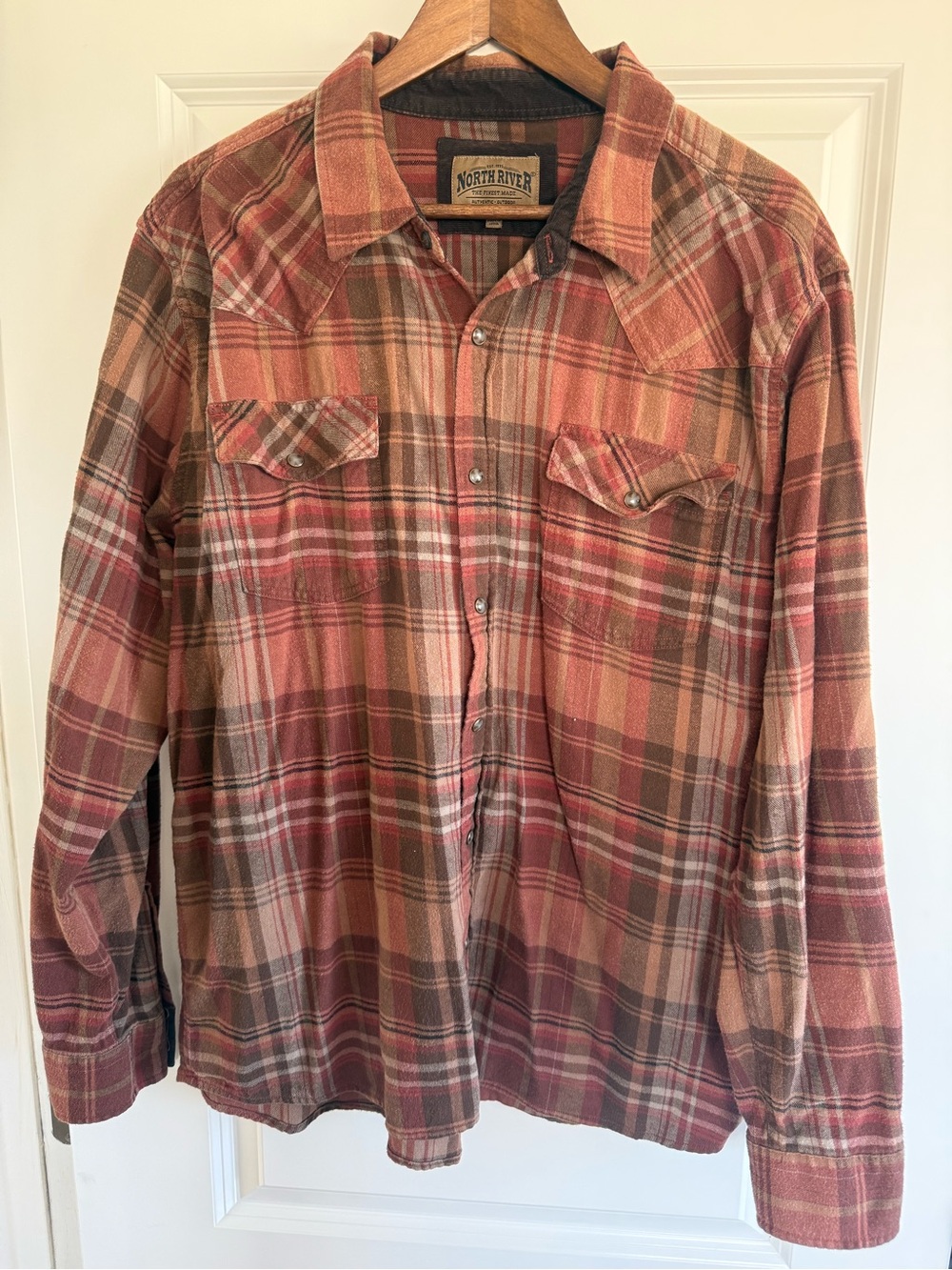 North River Orange Plaid Button-Up Shirt